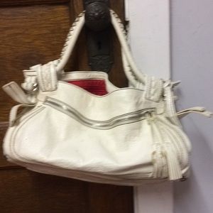 Red white shoulder purse by red and Marco echo